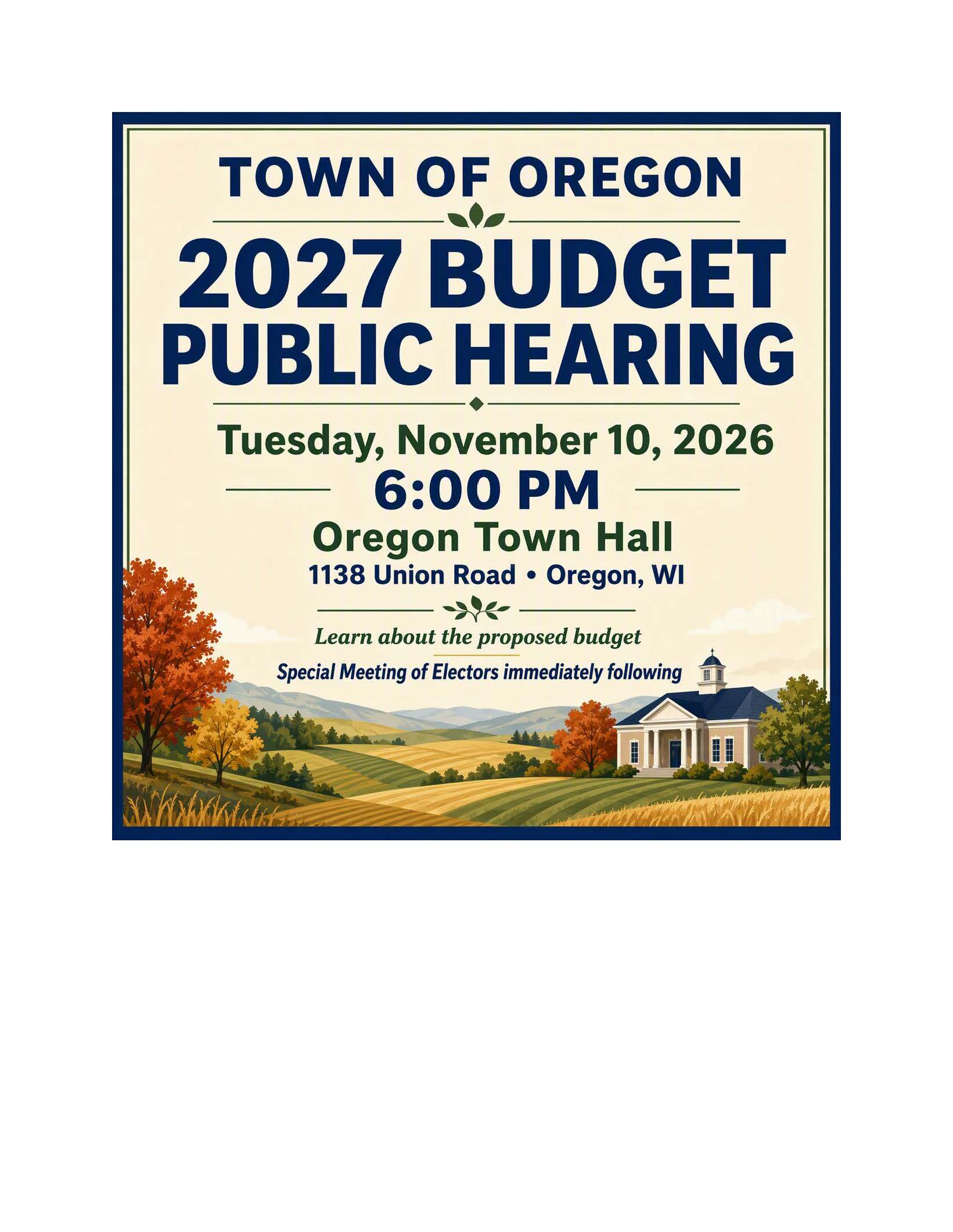 Town Budget Hearing and Special Meeting of Electors